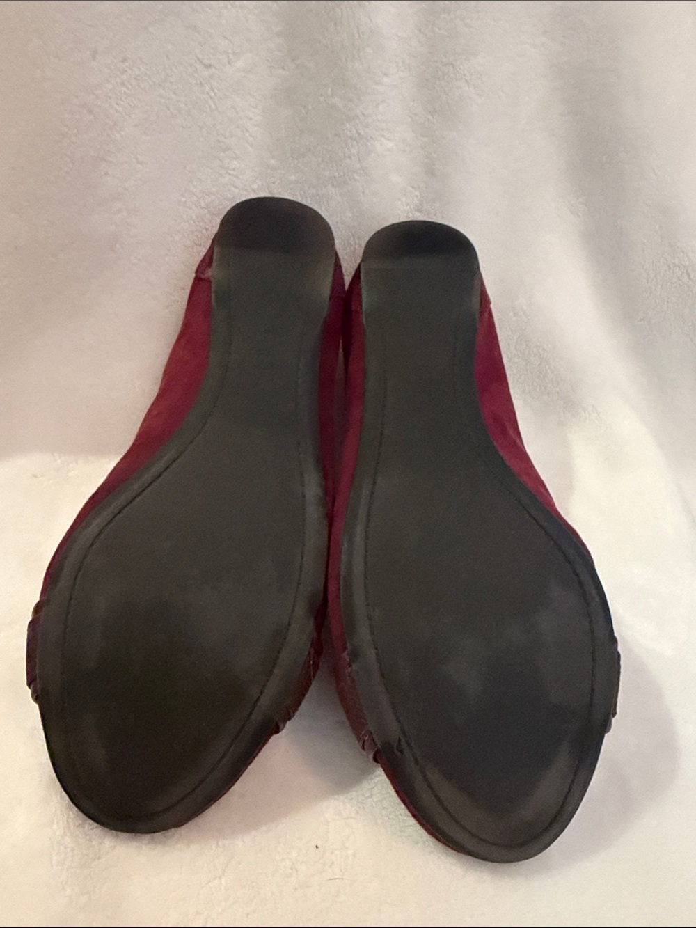 Abella Burgundy Suede Ballet Flats with Buckle Accent - Picture 6 of 6
